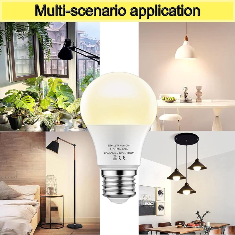damotec Grow Lights Bulbs for Indoor Plants Full Spectrum，LED Grow Light Bulb A19，Plant Light Bulbs E26 Base，12W Grow Bulb 100W Equivalent, for Indoor Plants，Flowers, Garden (DA-A19, A19-2PACK) - Image 3